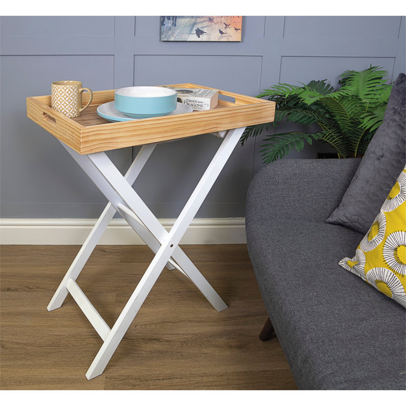 Byer Folding tray table , White/Wood