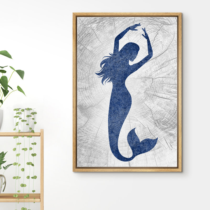 «Mermaid Dancing In Graphite Sea», reproduction sur toile flottante, H 36 po x l 24 po x P 1,5 po, Encadrement brun