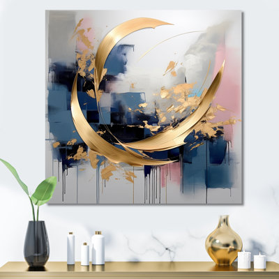 Reproduction d'art mural doré doré abstrait tourbillons de sérénité III