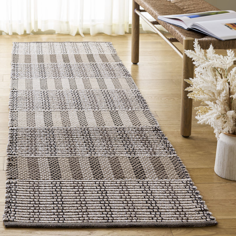 Abancourt Braided 764 Hand Woven Cotton Pile Geometric Rug, Runner 2'3" x 8'