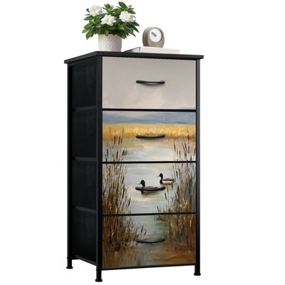 Commode pour chambre à coucher avec 4 tiroirs de rangement Mallard Duck Farmhouse Vintage Commode rustique Commode en acier