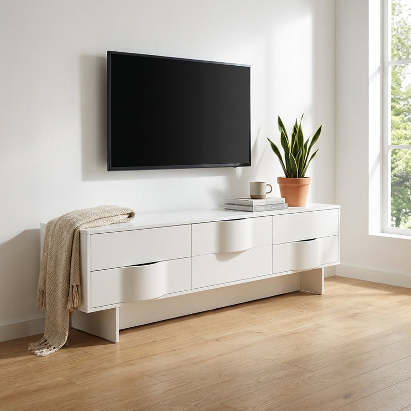Meuble télé 70,9 po Wave, Blanc