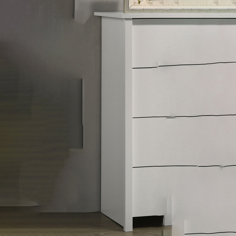 Commode blanche à 4 tiroirs avec poignées argentées Celeste, Blanc