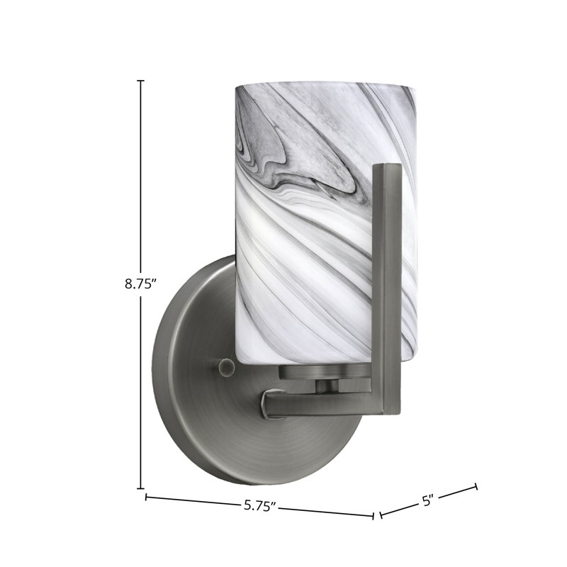 Dayberry Wall Sconce Shown With 4" Glass, Graphite, Onyx Swirl Glass