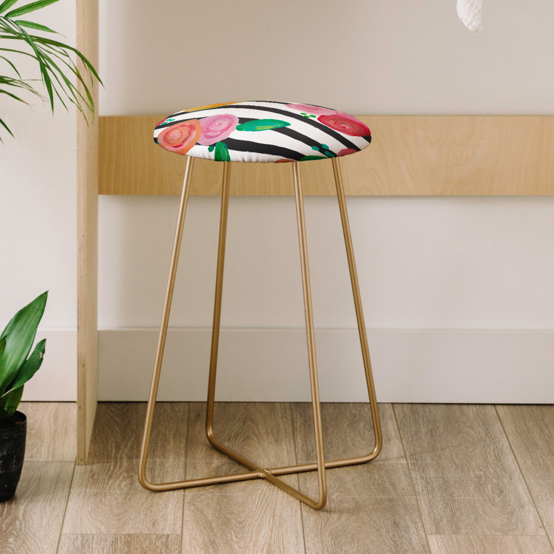 Upholstered Counter Stool with Metal Frame