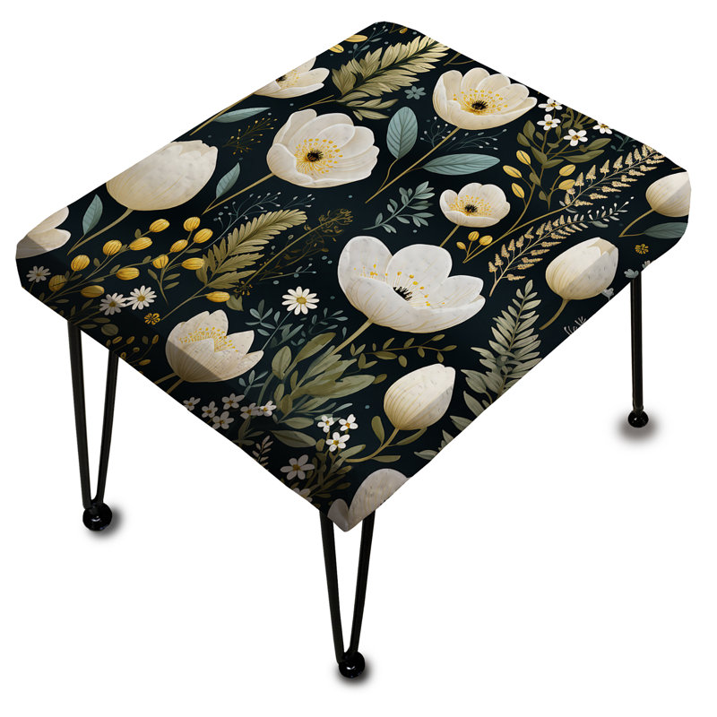 Simplicité en fleurs scandinaves blanches - Repose-pieds rectangulaire floral