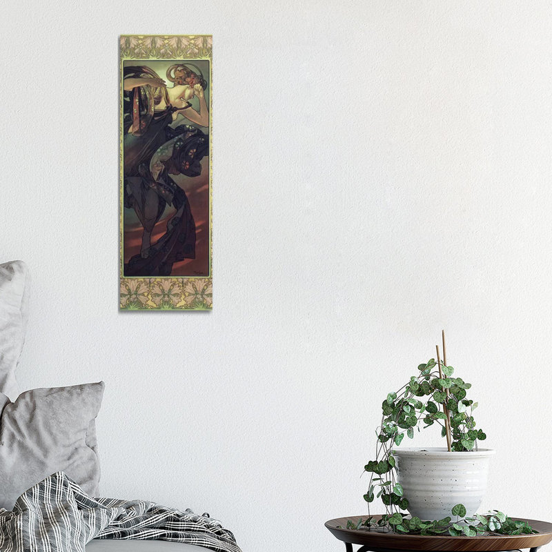Evening Star Alphonse Mucha Wrapped Canvas Painting Print 36" x 12"