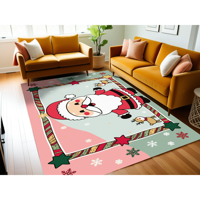 Tapis de vacances d'hiver de Noël lavable The Holiday Aisle®, Rectangle 6 pi x 9 pi