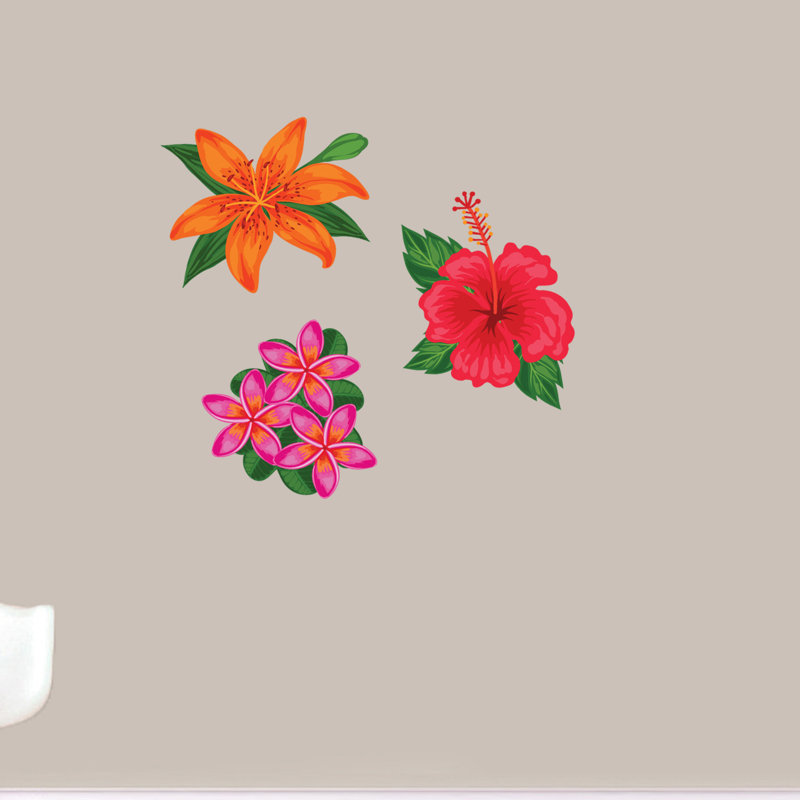 Ensemble d’adhésif décoratif 3 pièces fleurs tropicales, Petit