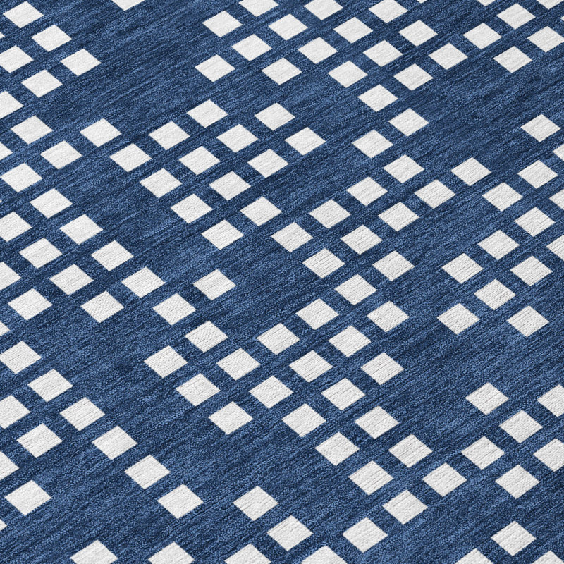 Machine Washable Indoor/Outdoor Chantille ACN2831 Kids Rug, 1'8" x 2'6", Navy