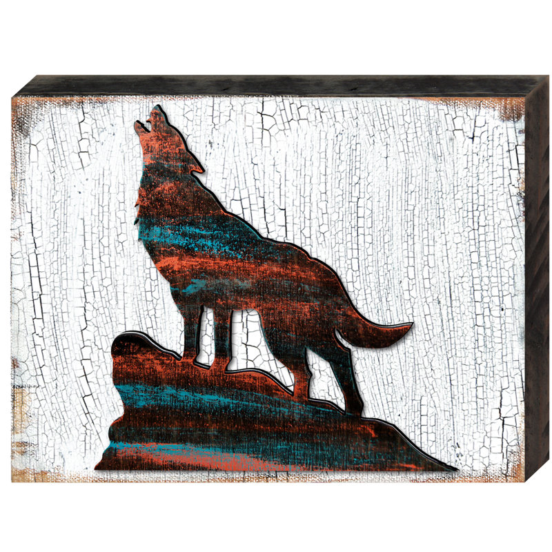 Décoration murale loup, H 9 po x l 12 po x P 2 po
