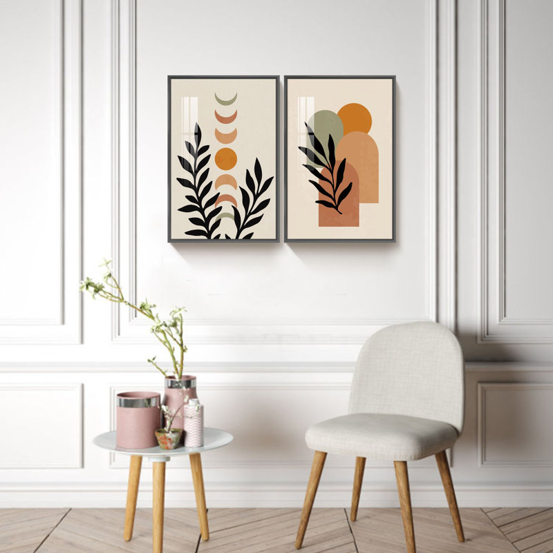 Boho Artwork, 2 pièces, H 24 po x l 32 po x P 1,34 po, Noir