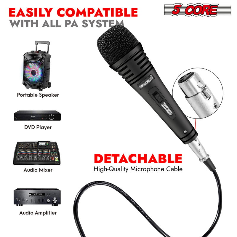 5 Core Mic Karaoke Dynamic Handheld XLR Microphone Professional Vocal Recording Live Stage Singing