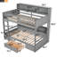 Lit superposé simple avec tablettes intégrées sur les lits supérieur et inférieur et tiroir de rangement, gris
