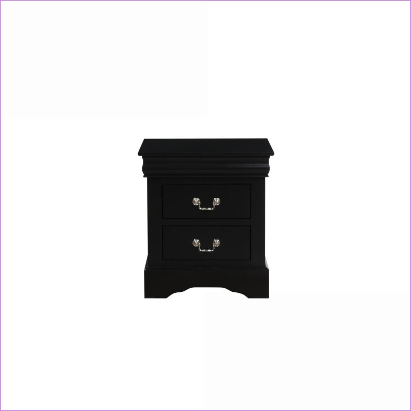 Table de chevet moderne à 2 tiroirs pour le rangement dans la chambre à coucher, Noir