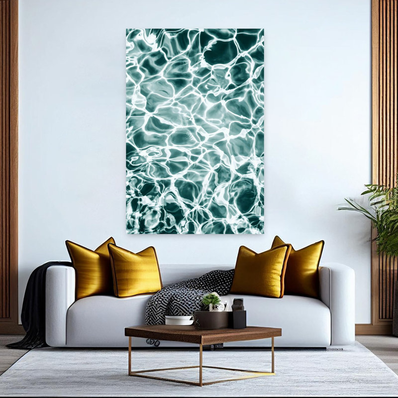 Art mural abstrait turquoise, H 60 po x l 40 po