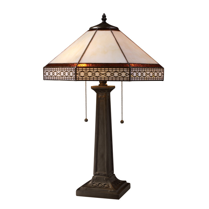Lampe de table 2 lumières Stone Filigree Stone - bronze Tiffany
