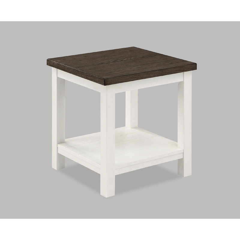 Table de bout carrée ultra-moderne en bois brun et blanc, pour le salon