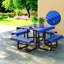 Ensemble repas de patio en métal, grande taille, table de pique-nique et banc de 205 cm (80,7 po), bleu moderne