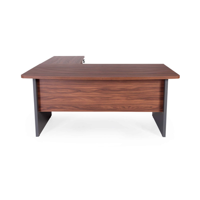 Bureau de direction en L Longo, Noyer / gris