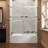 55-60" W x 60" H Frameless Double Sliding Tub Door Bypass Tub Door with 5/16"(8mm) Tempered Glass, Nano Explosion-proof Film, Brushed Nickel-106231691