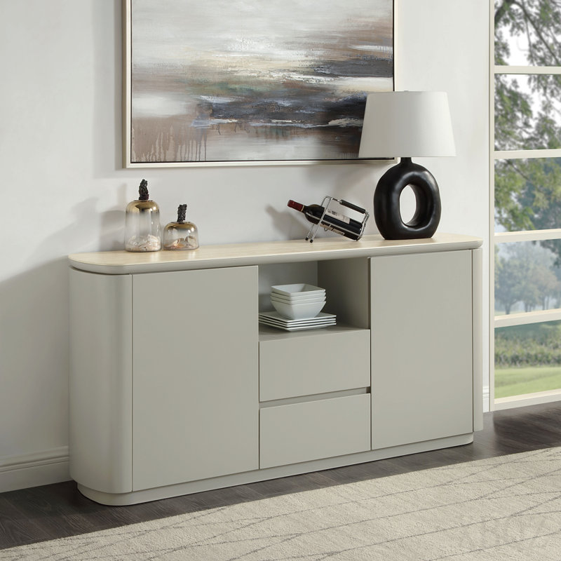 Ceramic Top & Light Gray Finish Server