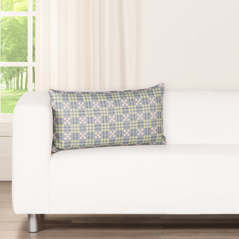 Gridwork Geometric Accent Pillow, Green, Rectangle 14"H x 26"W, Polyester
