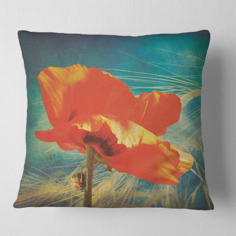 Housse et insert de coussin carré Grunge Poppy, 18" x 18"