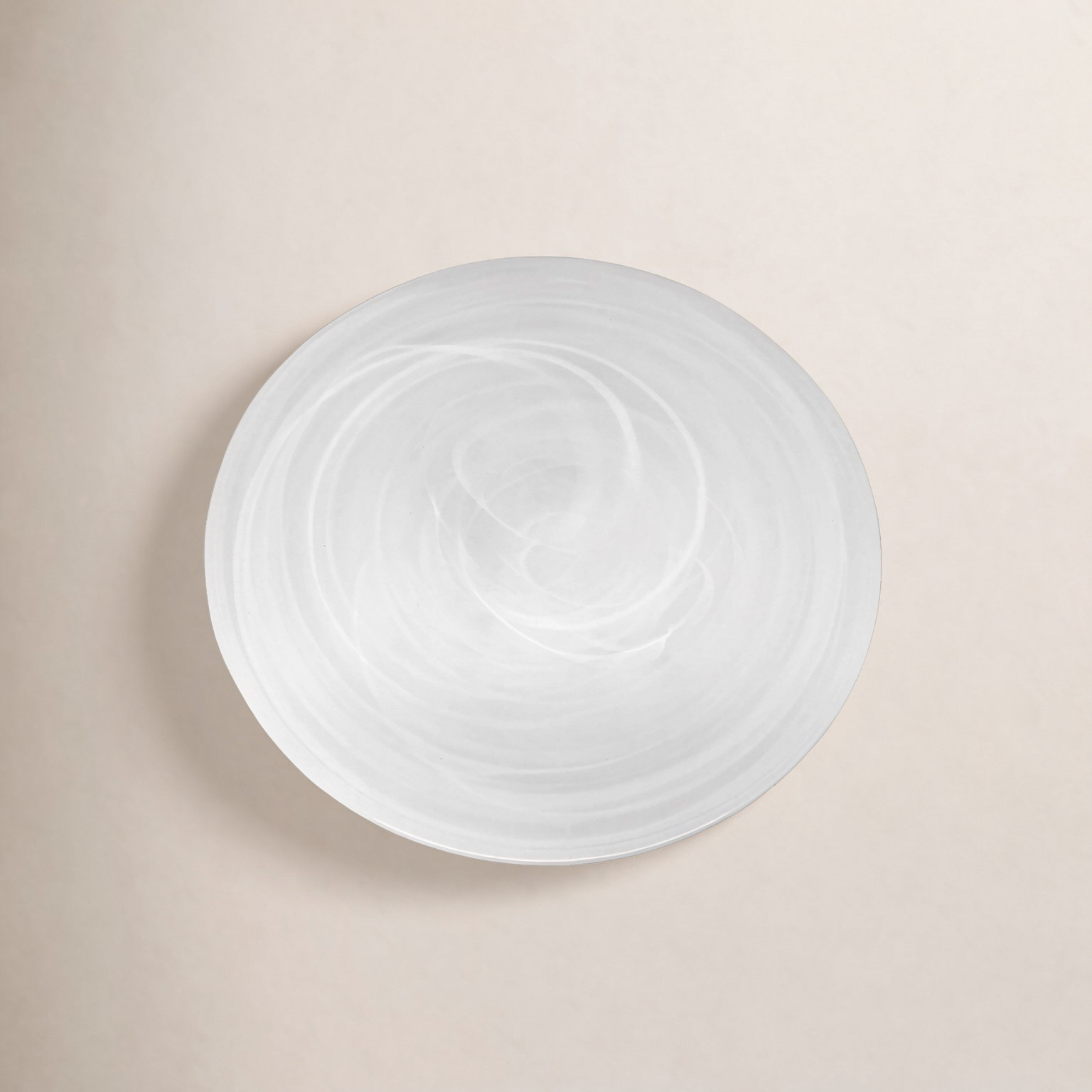 Alabaster Round Glass Platter, White