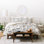 Ensemble noir et blanc de housse de couette en microfibre rustique