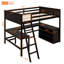 Lit mezzanine double avec tablettes et bureau, lit mezzanine en bois avec bureau-2030251001