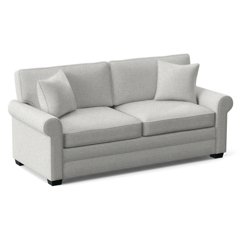 Bedford Upholstered 86'' Sofa, Black Finish, Light Blue Performance Fabric; 0851-55