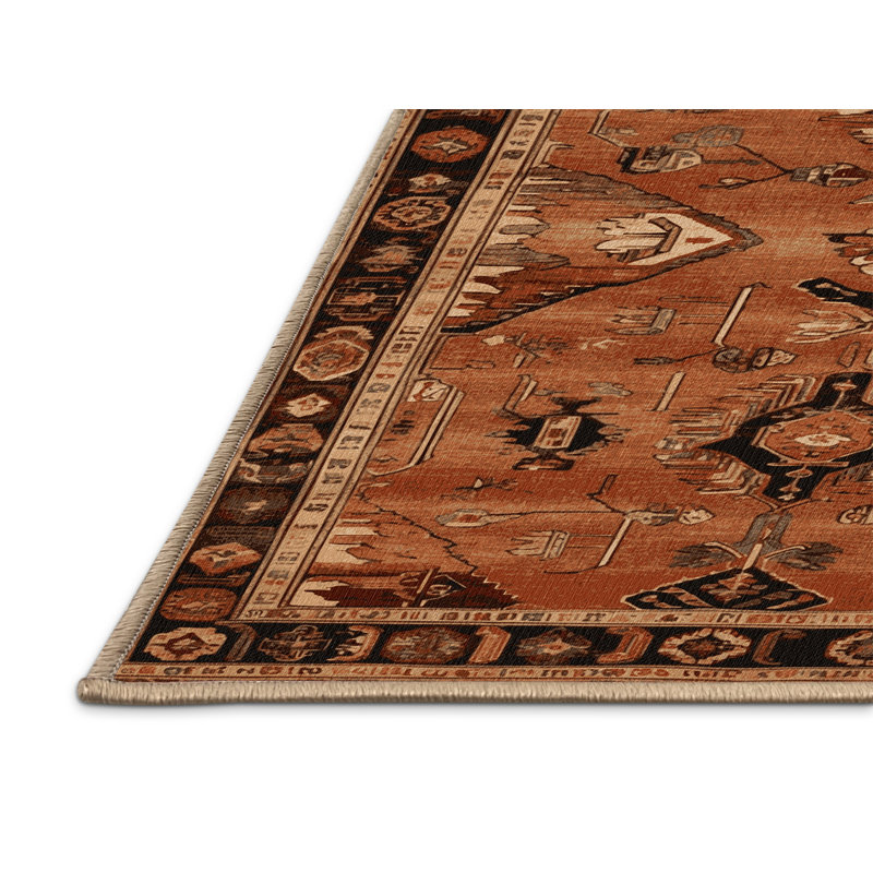 Tapis brun turc lavable à la machine, Rectangle 4pi x 6 pi