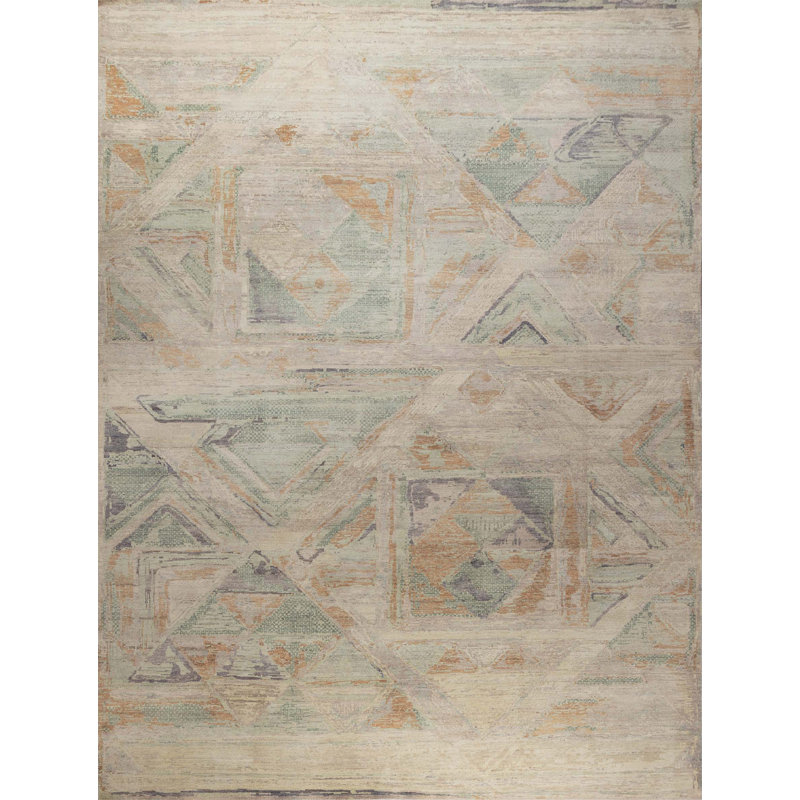Tapis rectangulaire en laine noué à la main, Rectangulaire 8 pi x 10 pi