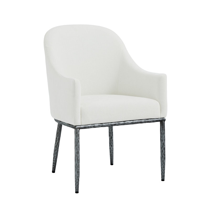 Fauteuil de salle à manger rembourré Urbam, 2, Coussin beige / structure en étain forgé