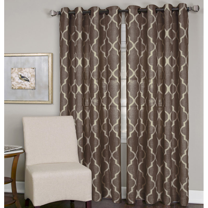 Semi Sheer Single Curtain Panel, Mocha, 52" W x 95" L
