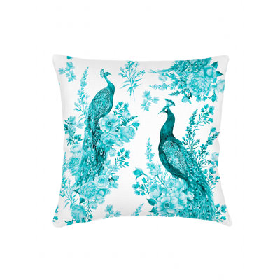 Housse de coussin en lin 22 x 22 Turquoise Peacock Haven