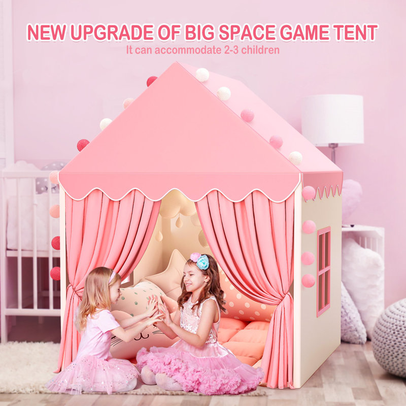 Princess Castle Pink Canvas Indoor Play Tent for Kids