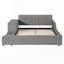 Lit tapissier en velours avec bureau de chevet et petit tabouret rond-811936896-811936899