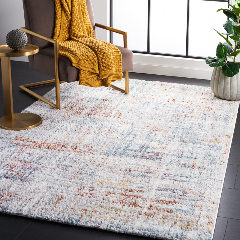 Gregor Padula Abstract Blue Rust/Ivory Area Rug, Rectangle 5'5" x 7'7"
