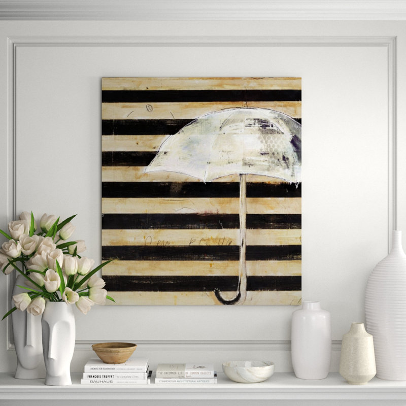 «Umbrella Mood III» par Patrick Wright - peinture sur toile tendue, Gel brossé