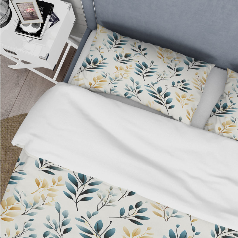 Ensemble de housse de couette Minimalist Leaves III, Housse de couette pour grand lit et 2 taies décor