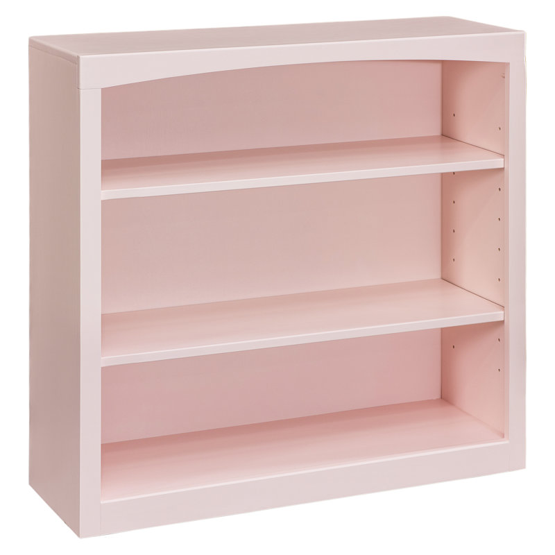 Ossy American Built Solid Wood Bookcase, (3 Shelves) 36"H x 36"W x 12"D, Blush Pink