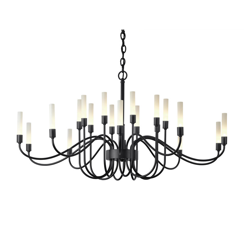 Lustre classique / traditionnel à 20 lumières de style bougie Lisse, Noir