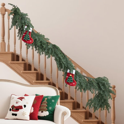 59 Inch Artificial Cypress Garland, Faux Evergreen Greenery for Mantel, Stair Railing, Christmas Garlands & Swag Decor
