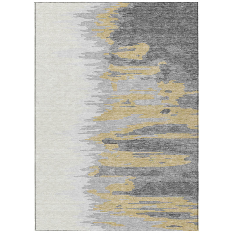 Tapis d'intérieur / extérieur gris Meleya , 8 pi x 10 pi