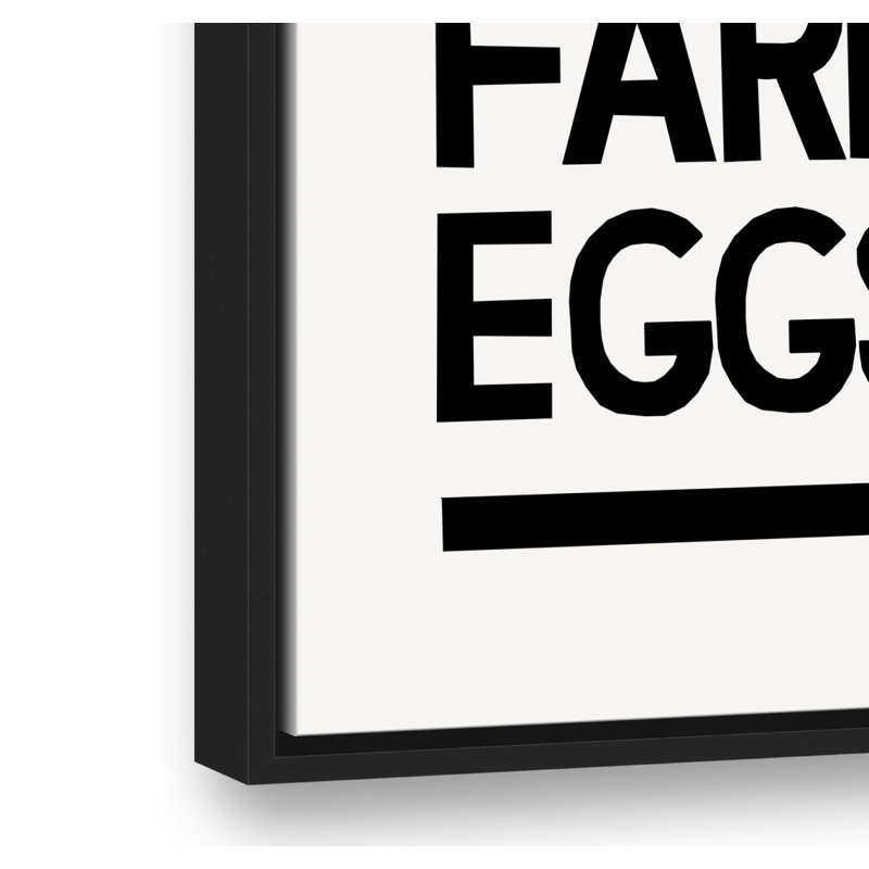 «Fresh Farm Eggs», reproduction d'art textuel sur toile, H 31,75 po x l 21,75 po, Cadre noir