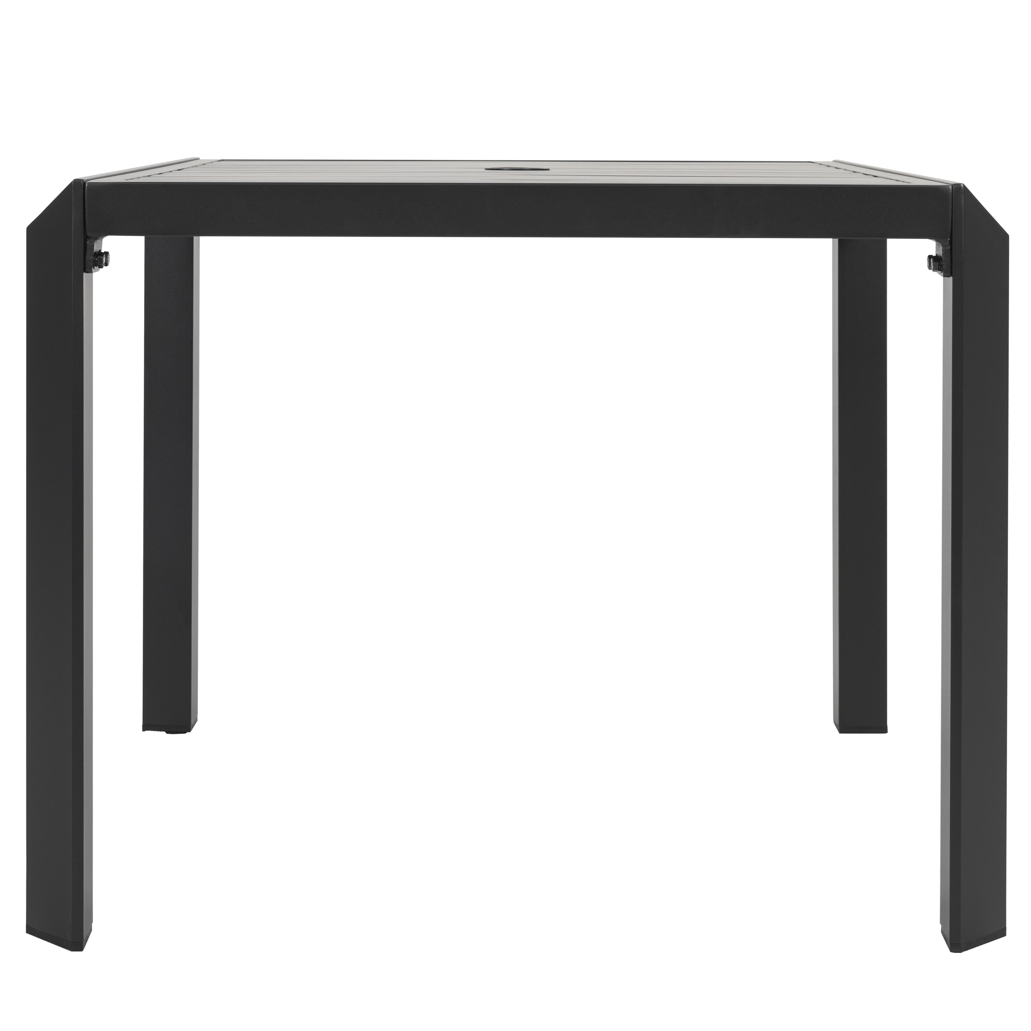 Outdoor Aluminum Dining Table 35’’ Square Table with Powder-Coated Finish, Open-Slatted Tabletop and 2.4’’ Umbrella Hole, Garden Patio Table for 4 People, Black