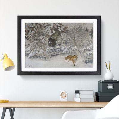 Fox in the Snow Vol.7 by Bruno Liljefors - Picture Frame Painting
