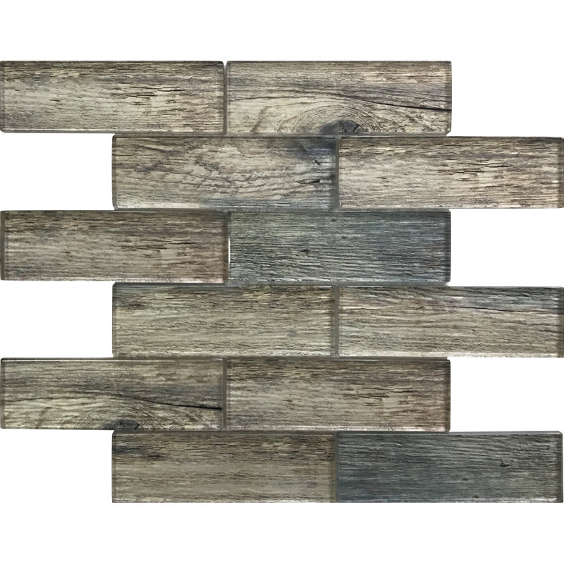 1.9" x 5.9" Glass Subway Mosaic Wall & Floor Tile, Brown/Blue